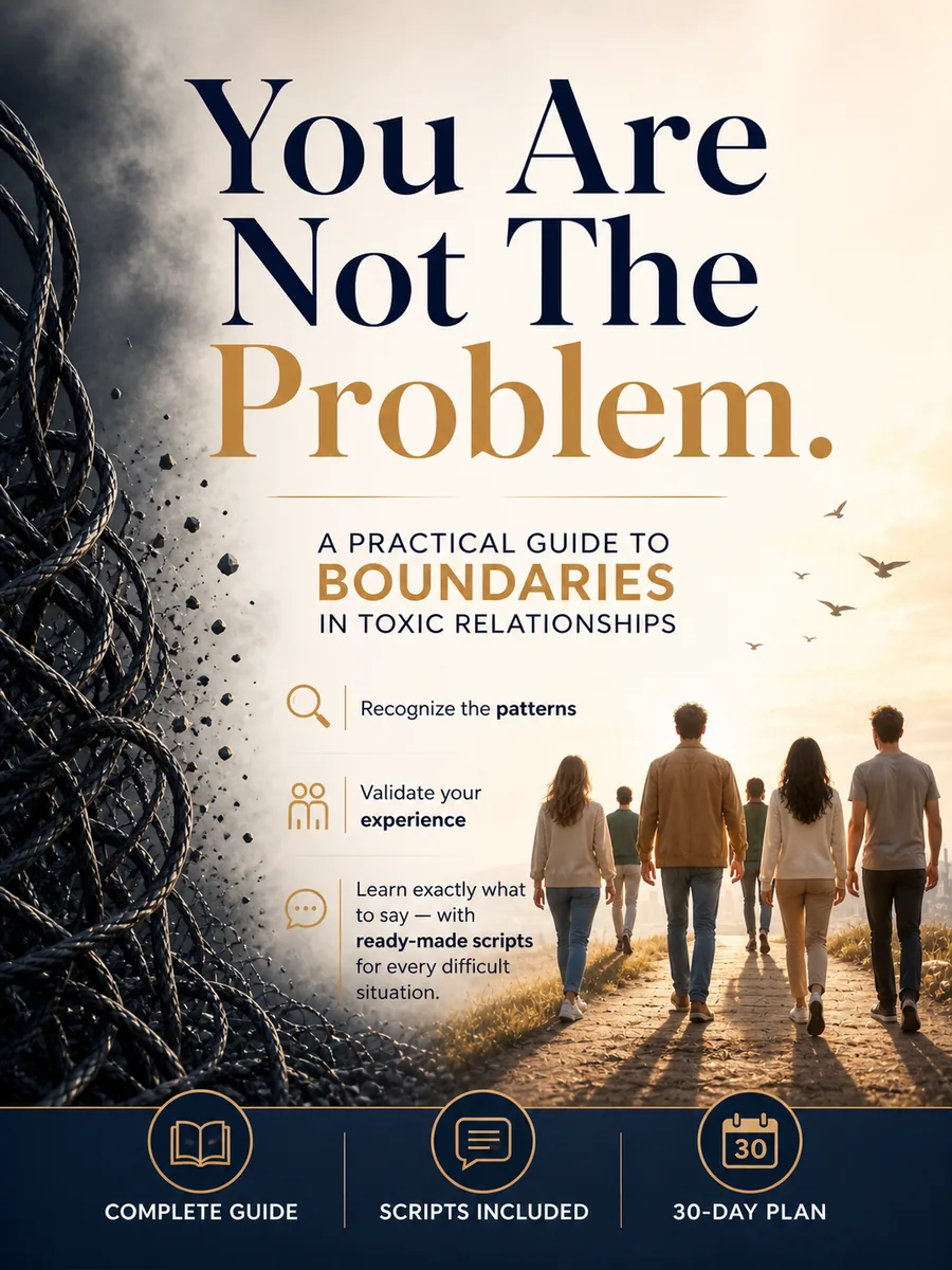 Cover of the You're Not the Problem guide on a dark desk